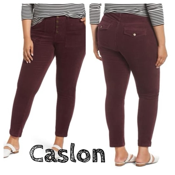 Caslon Corduroy Utility Pants burgundy plus size - Picture 1 of 12
